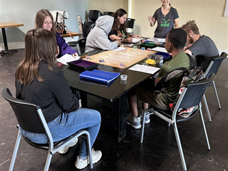 students playing on tabletop